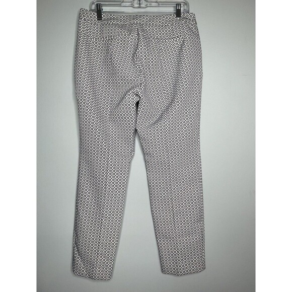 Adrianna Papell White Black Pattern Print Ankle Pants Sz 8 - Picture 3 of 8